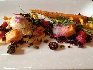 The dinner featured wine pairings with each course, such as this Badenhorst 