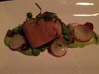 The dinner featured wine pairings with each course, such as this Badenhorst 