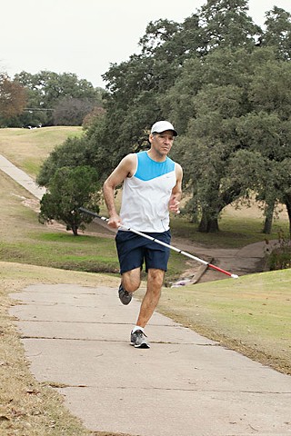 Roberto Baylon running his usual route around Hancock Golf Course