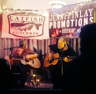 Yours truly on the left, with my father Jon Dee Graham, at the Folk Alliance International conference, Feb. 19-23, 2014.