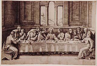 <i>The Last Supper</i> by Marcantonio Raimondi (after Raphael), from the Steinberg Collection