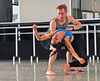 Michelle Thompson and Oliver Greene-Cramer rehearsing Variations on Surrender