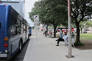 The southbound stop at Fourth and Guadalupe