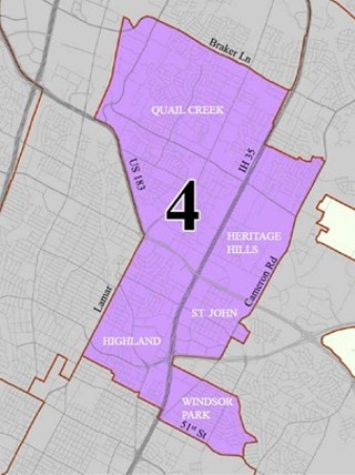 Council District 4 Map The Road To 10-1: Add One More …: Candidate Pilgrimage Grows, And A Glance  At District 4 - News - The Austin Chronicle