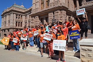 Last Friday, pro-choice advocates staged a protest at the Capitol following the 5th Circuit Court ruling that allowed Texas abortion law House Bill 2 to take effect immediately. The law has closed all but eight clinics in the state.