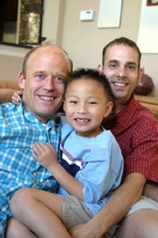 The Lutes family (l-r): Jeff Lutes, Niko Lutes-Stein, Gary Stein. If legislators like Sid Miller have their way, families like this won't be possible in the future.