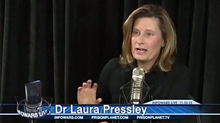 Laura Pressley in one of her frequent appearances on Alex Jones' InfoWars