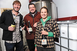 Brandon Wilde (l), Nick Doughty, and Lindsey Peebles of Texas Keeper Cider