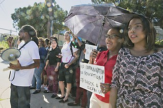 Huston-Tillotson University students protest on Tuesday, Feb. 10, over concerns with financial aid, customer service, lack of communication, and disrespect toward students.