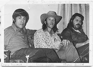 The Return of Doug Saldaña: (l-r) Ernie, Doug Sahm, and Atwood Allen in Durawa's living room, circa 1969