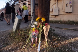 A memorial for victims of the crash on Red River during SXSW in March 2014. Driver Rashad Owens faces trial for capital murder this week.