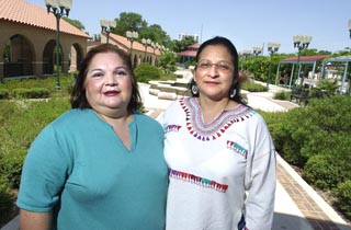Saltillo District Community Advisory Group appointees Cathy Vasquez-Revilla (l) and Susana Almanza at Plaza Saltillo