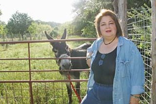 Cat Quintanilla, mayor pro tem, with Cisco, a constituent