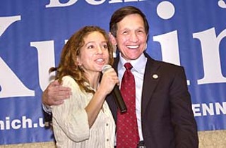 U.S. Rep. and Democratic presidential candidate Dennis Kucinich was joined by musician Ani DiFranco during an Austin whistle-stop Tuesday for Kucinich's Formal Announcement Tour. Kucinich told the crowd, We are now a peace movement that will change the nature of politics in America. For more, see p.20.