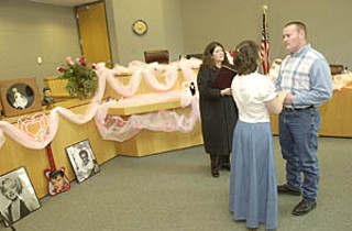 County Court-at-Law No. 6 Judge Jan Breland renews Jesse and Shannon Wallace's vows on Valentine's Day. Every Feb. 14 for the past 15 years, Breland has given free weddings surrounded by pictures of Elvis and Marilyn.