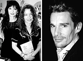 left: Pink Salon's Deborah Carter (l) played hostess to the glamourous Mme. Pamela Des Barres (r) at a booksigning held there; right: The completely approachable, and relaxed Ethan Hawke at last week's Texas Film Hall of Fame where he was honored for his film achievements before disappearing into the night with a bevy of lovely blonde women.