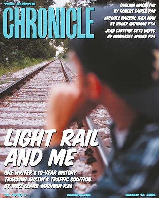 Count <i>Chronicle </i>alum Mike Clark-Madison among the select staffers who've had their likeness on a cover. His left-side profile appeared just before the light rail vote in October of 2000.