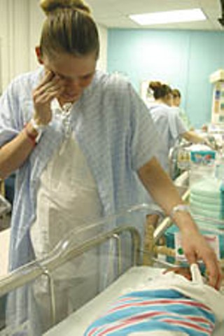 Jennifer Melderum separates from her 1-day-old baby, Eva Lampasas.