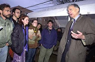 Ralph Nader speaking to supporters in Austin earlier this year. Nader's campaign – which failed to gather enough signatures to place the independent candidate  on the November ballot – is suing the state of Texas.