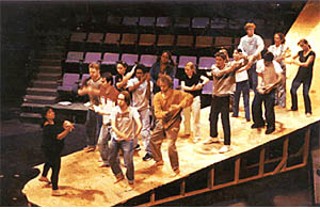 Rehearsal for SEU production of <i>The Conference of the Birds</i>, featuring Melba Martinez (left)