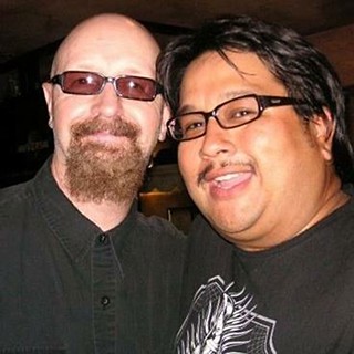 Matt Muñoz and Judas Priest frontman Rob Halford (l)