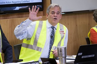 Mayor Steve Adler in June, when CodeNEXT first came to City Council. The mayor outfitted colleagues in Team Austin vests that day to emphasize unity along the dais.