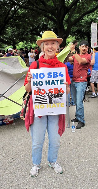 Glenn Scott on March 29, 2017, fighting for immigrants' rights at the Texas Capitol