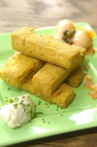 Panisse With Smoked Salmon, Capers, and Anchovy
Mayonnaise at Cafe Caprice