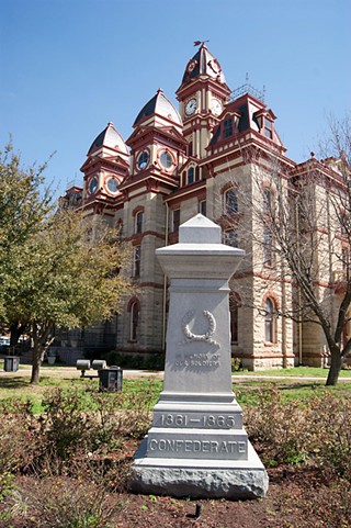 The Confederate monument outside the Caldwell County Courthouse