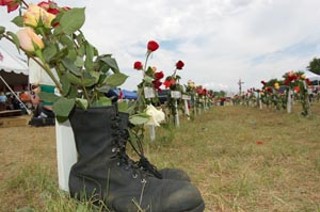 Arlington West, makeshift memorial to fallen war dead erected at Camp Casey