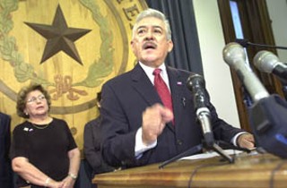 State Sen. Gonzalo Barrientos told a standing-room-
only crowd Wednesday that he would not seek re-
election to another term next year, drawing an end to his
30-year political career in the Texas Legislature. As
Austin’s first Mexican-American to win a seat in the
Legislature, Barrientos built his reputation as a staunch
advocate for the little guy – first in the state House, then
in the Senate. His retirement effectively clears the way
for former Austin Mayor Kirk Watson to run for
Barrientos’ seat. So far, Watson is the only Democrat
expected to run for the seat, although in previous years
Austin Rep. Elliott Naishtat, who attended Barrientos’
farewell announcement, had been considered a likely
successor. Naishtat had no comment Wednesday on his
future political plans. It’s uncertain whether the GOP will
send in one of its own to vie for the seat, given
Barrientos’ decisive clobbering of Republican Ben Bentzin
in a bitter and costly (for Bentzin and the GOP) campaign
in 2002. Many current and former state and local
officials and party insiders turned out for Barrientos’
announcement, including former Land Commissioner
Garry Mauro, former Mayor Bruce Todd, and former
Travis Co. Commissioner Richard Moya. Travis County’s
local Democratic state delegates also attended. <br>–
<i>Amy Smith</i>