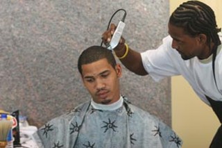 We cut heads: local barbers and stylists volunteered their services.