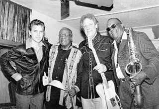 Forget Richard (l-r): Jake Andrews, Joe Guitar Hughes, John Andrews, and Grady Gaines at Etta's in Houston, 2003.