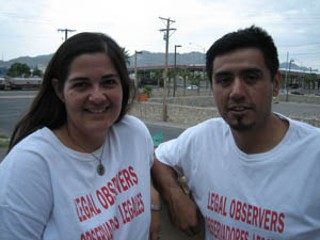 ACLU Legal Observers Claudia Guevara and Ray Ybarra at the El Paso border crossing