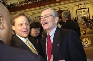Word around the Capitol is that Speaker of the House Tom Craddick (right, with Reps. Steve Wolens and Norma Chavez) will push for a plain-vanilla school funding bill, minus the education reform and property tax relief demands that have been centerpieces of Republican ideology in the previous failed sessions.