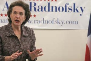 U.S. Senate candidate Barbara Ann Radnofsky assailed incumbent Kay Bailey Hutchison for conducting a war on children.