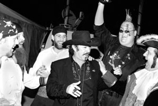 Our next governor, Kinky Friedman, and the Jolly Garogers in the Winners' Tent at the Austin Music Awards