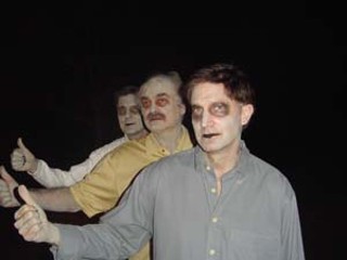 Mayor Will Wynn (front) and former mayors Jeff Friedman 
and Bruce Todd became zombies on Sunday. (Sorry, the 
jokes here are just so easy it's not worth it.) The 
occasion was the filming of a scene for <i>Z: A Zombie 
Musical</i>, the first zombie musical feature film, 
according to a press release. Shooting is expected to 
continue through April 2006, and the film will contain 
other local luminaries and politicians, including another 
former mayor, Kirk Watson. (See Film News for more)