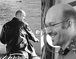 Jason Neulander today (r) and as cover boy for the
<i>Chronicle</i>'s Guide to Rebel Theatre in 1998<br>
<i>Photos by Kenny Braun (left) and Bret Brookshire
(right)</i>