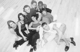Tapestry now (l-r): Andrea Comola, Tasha Lawson, Morgan Hulen (not presently with company), Jacqueline Coleman (top),
Brenna Kuhn (reclining), D. Poet Powell, Acia Gray, Jason Janas