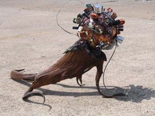 This isn't a prop from a Tim Burton flick. It's a piece of Green Art made out of discarded computer components and driftwood by local artist George Sabra. It's meant to signify the scary things that can happen when the toxic innards of old electronics spill out, as they often do in the unsafe salvage and disposal that's happening in U.S. prisons and throughout the third world. The piece was on display at the World Congress on Information Technology Gala last week, bearing this message: Not all electronic waste will become art … For the rest, there should be producer take-back recycling. Texas Campaign for the Environment's Robin Schneider, who's also vice-chair of the Computer TakeBack Campaign – which coaxed Dell, HP, and, most recently, Apple to institute free e-recycling – said that passers-by, including industry heavies, seemed to like the artwork. The TakeBack Campaign's goal is to get computer makers to stop designing for obsolescence and to factor in recycling costs initially. The campaign has also partnered with the Basel Action Network to stop the flow of toxic e-waste to poorer nations. See www.texasenvironment.org, www.computertakeback.org, and www.ban.org more. <i>– Daniel Mottola</i>
