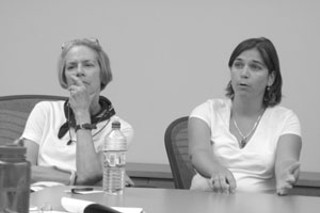 SRCC neighborhood activists Peg Treadwell and Lochen Wood bring their complaints to the Planning Commission subcommittee on codes and ordinances.