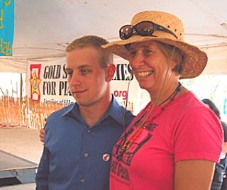 Spc. Mark Wilkerson with Cindy Sheehan at Camp Casey III