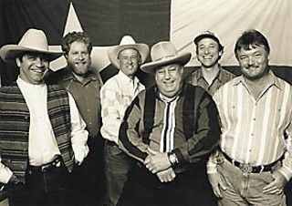 The John Deere Tractor Song (l-r): Phillip Fajardo, Kalish, Keeling, Walser, Floyd Domino, and Scott Walls, the classic Pure Texas Band lineup