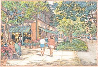 Town Center: The “village square” for Mueller will be a
central retail
destination for shopping, gathering, eating out, and
entertainment. Laid
out to encourage walking, bicycles, and use of transit,
the New Urbanist
mixed-use area will include housing above street-level
retail and
live-work “shop houses.”