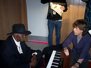 'When I was your age ...': Pinetop Perkins and Mick Jagger backstage at Zilker Park