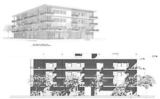Sixth Street Lofts, 1620 E. Sixth: Proposed at 36 units; without the special VMU project incentives, only 21 units would be allowed (L. S. Johnston Architects).