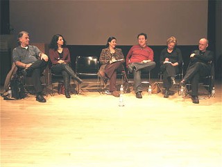 The Invisible Visible panel at Dreaming the Americas: (l-r) Simon Levy, Betty Shamieh, Bianca Bagatourian, Dan Rothenberg, Elana Greenfield, Mac Wellman