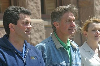 On an extremely breezy Saturday afternoon that could have generated
a whole lot of wind power, Austin state Rep. Mark Strama and Mayor Will
Wynn were among the speakers at Step It Up, a statewide rally by several
environmental groups to encourage the Texas Legislature to tackle the
problems posed by global climate change. The Austin version of the rally
was held on the south steps of the Capitol. This year, Wynn proposed the
Austin Climate Protection Plan, considered one of the most ambitious
efforts by any American city to reduce its contribution to the world
climate problem. Strama has proposed three bills addressing global
warming: House Bill 1282, which would promote the use of more renewable
energy in Texas; HB 3431, to encourage sequestration of carbon dioxide;
and HB 344, to improve controls on motor-vehicle emissions. All three
have been left pending in committee.