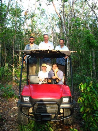 The Los Árboles Tulum team at the jungle site near Tulum, Mexico. Top: (l-r) Matthew Schnurr, Cameron Crow, Jason Schnurr. Bottom: Celeste Shepherd, Greg Schnurr.